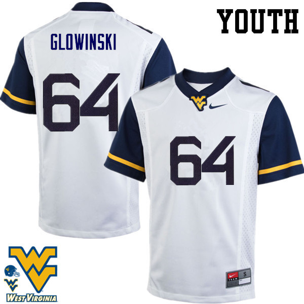 NCAA Youth Mark Glowinski West Virginia Mountaineers White #64 Nike Stitched Football College Authentic Jersey WC23Y15ZM